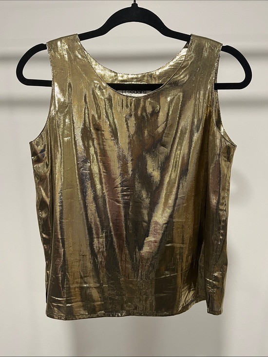 Cedars Tops - Metallic Gold Sleeveless Shine Blouse